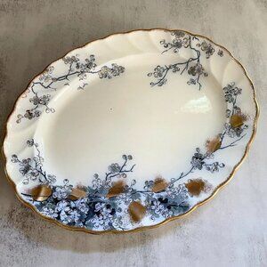 Bishop Powell & Stonier Melissa Blue Floral 14" Oval Serving Platter c.1878-91